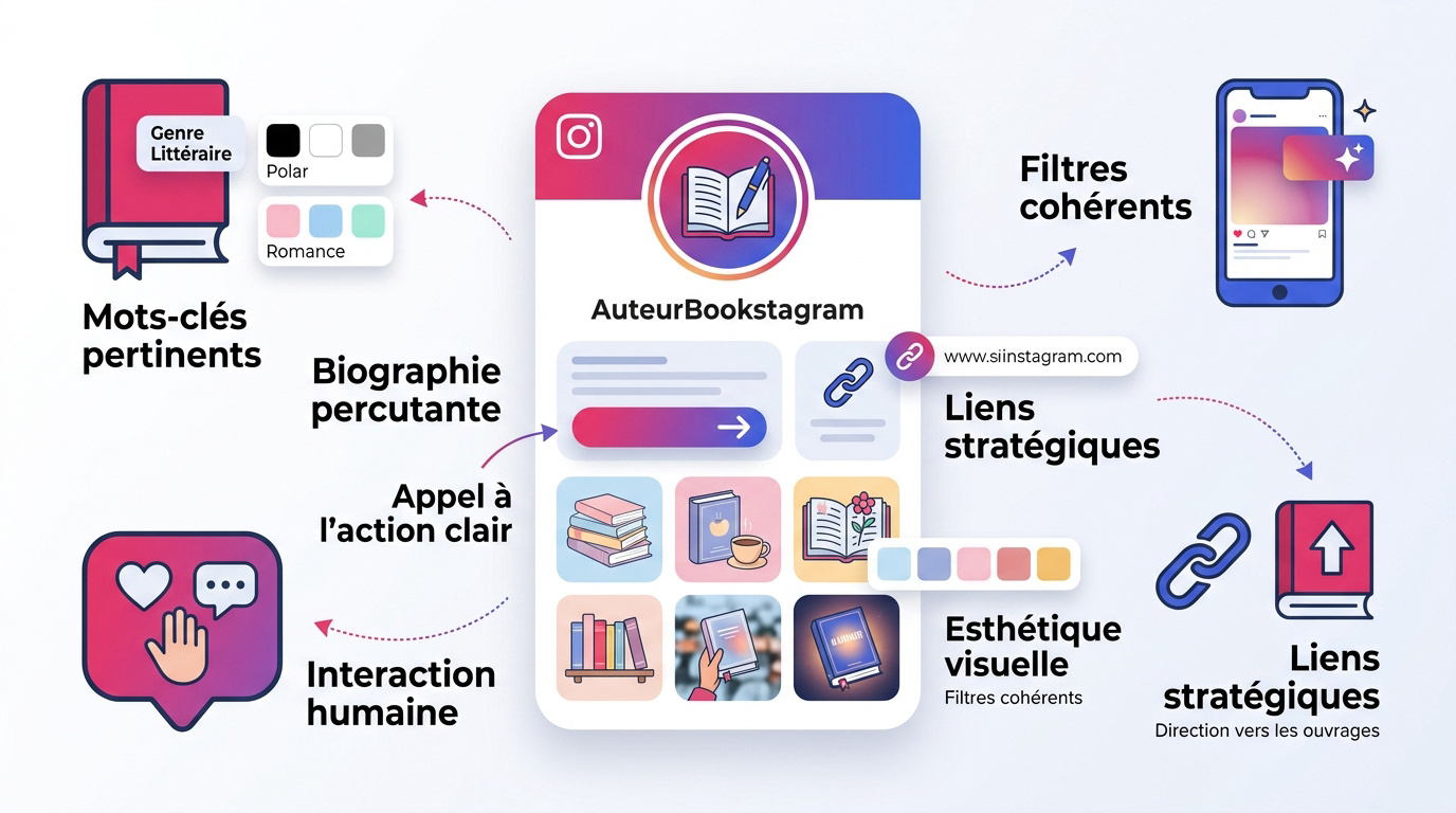 Conseils pour optimiser un profil d'auteur sur Bookstagram avec une identité visuelle cohérente et une biographie optimisée