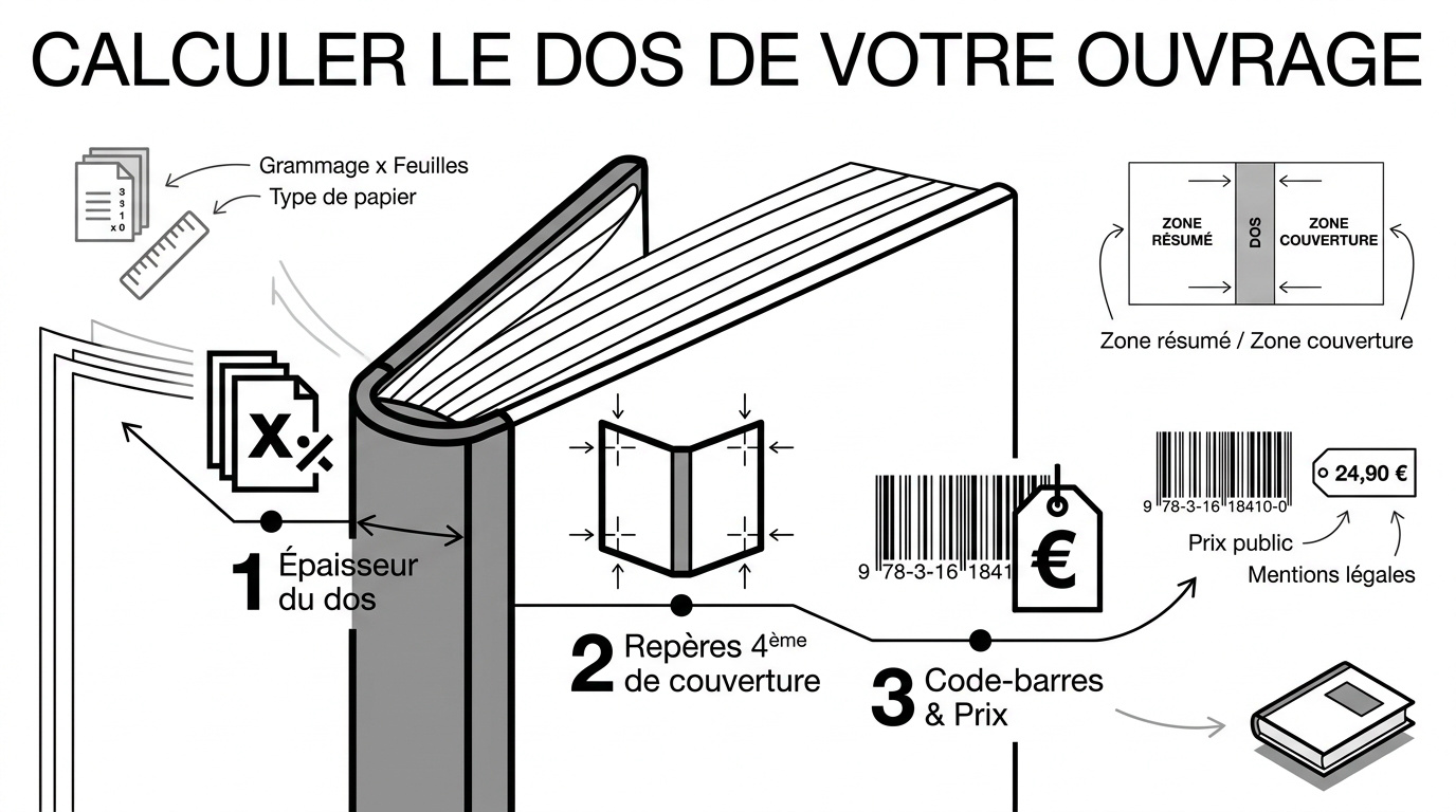 Schéma technique pour calculer l'épaisseur du dos d'un livre broché