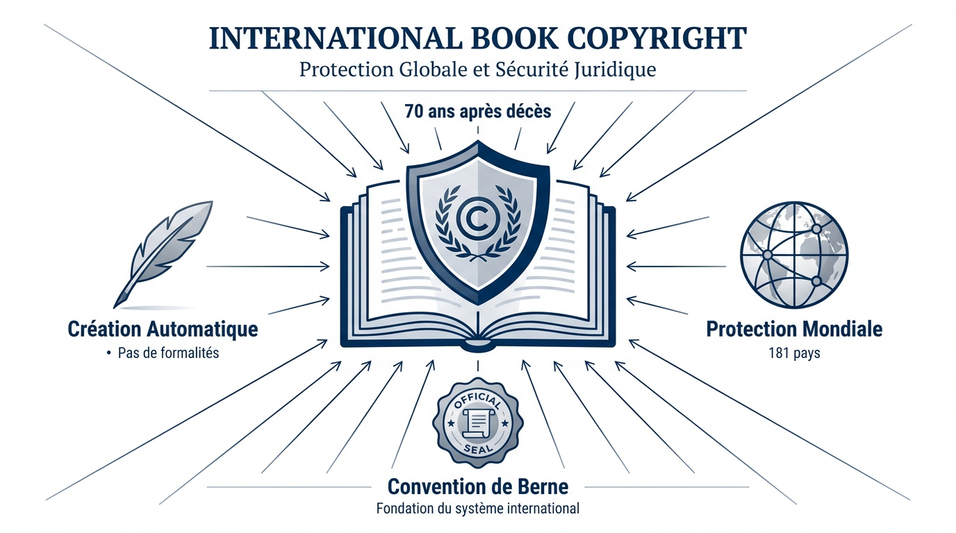 Schéma explicatif de la durée du copyright international et de la Convention de Berne