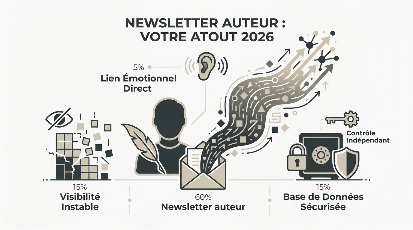 Auteur travaillant sur sa newsletter pour fidéliser ses lecteurs